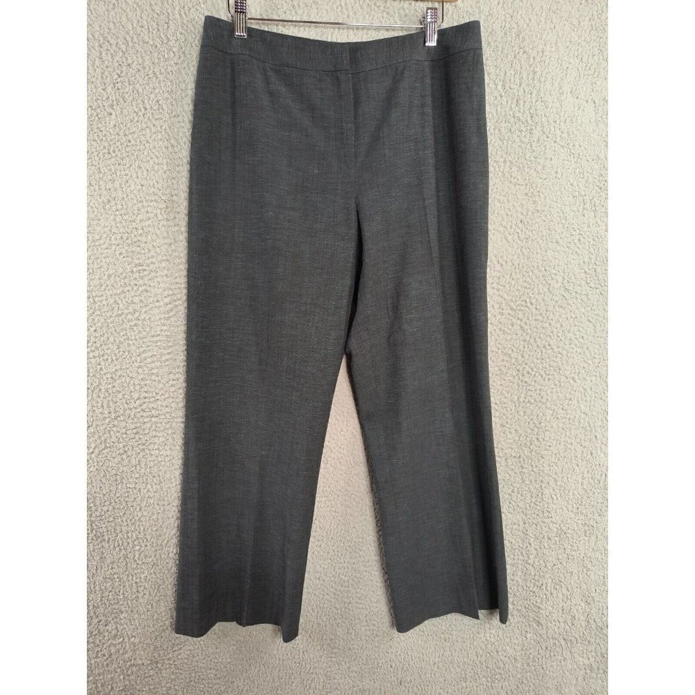 Lafayette 148 NY Pants‎ 8 Gray Wide Leg High Rise Wool Blend Stretch Career - Picture 2 of 10